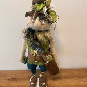 Charming Green and Brown Scarecrow Doll